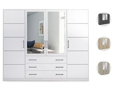 Kleiderschrank BALI 240 Drehtürenschrank Schrank Schubladen Spiegel