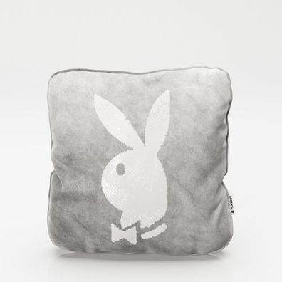 Playboy - Dekokissen "ELLEN" mit Samtüberzug in Grau und gold/weissen Wendepailletten