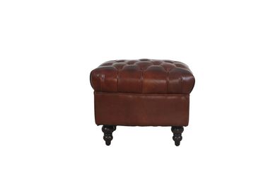 Lederhocker Dover im Chesterfield-Look Vintage Cigar