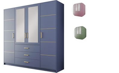 Kleiderschrank BALI II - D4 Drehtürenschrank Schrank Schubladen Spiegel