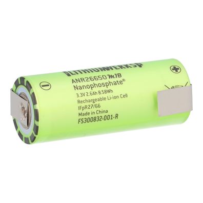 A123 LiFePO4 Akku 26650 3,3V 2500mAh – Einzelzelle mit Z-Lötfahne