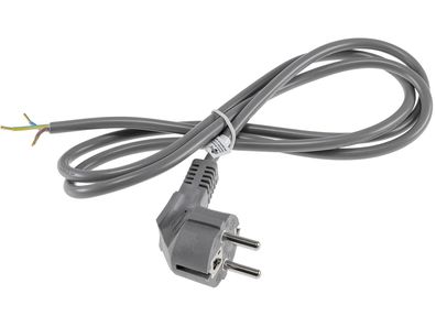 Netzkabel 1,5m, grau, 3x 0,75mm²Schutzkontakt-Stecker > blanke Enden