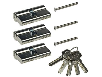 Schließzylinder-Set 3x 60mm (30 + 30mm) 5 Schlüssel, Not- & Gefahrenfunktion