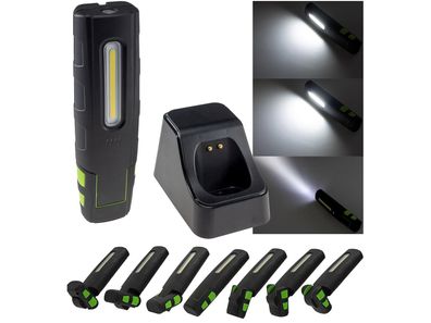LED Stableuchte mit Akku "FlexiLED 880" Ladeschale, Magnetfuß,10W, 880lm, P67