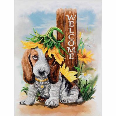 FREYA-Set: Diamond Painting "Welcome" Diamantstickerei (40 x 30 cm)