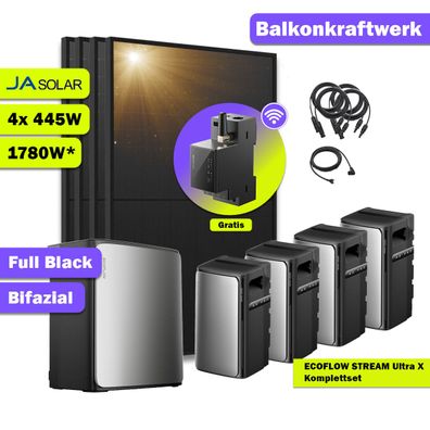 1780W Balkonkraftwerk mit EcoFlow Speicher – Komplettset Stream Ultra X & Str