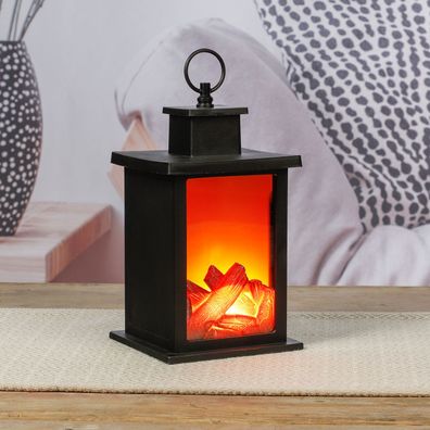 LED Elektrokamin Tischkamin Kamin Laterne Batterie Standkamin Timer B14xH25cm