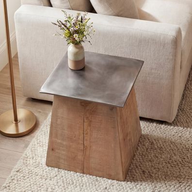 Beistelltisch HWC-L76b, Blumentisch Tisch, Industrial Holz natur mit Metall-Optik