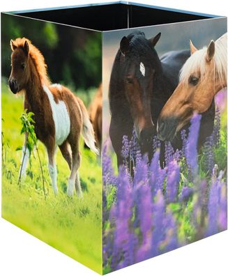 HERMA 19741 Papierkorb mit Pferde Motiv, 15 Liter, faltbar, stabile Pappe, schmaler M
