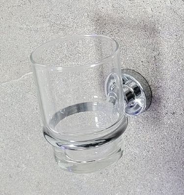 Atlantic Zahnbecher (10.06426) Metall verchromt/ Glas klar Wandmontage