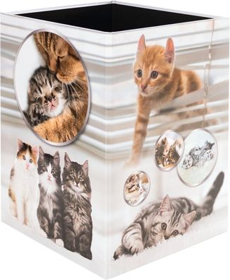 HERMA 19740 Papierkorb mit Katzen Motiv, 15 Liter, faltbar, stabile Pappe, schmaler M