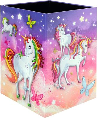 HERMA 19738 Papierkorb mit Einhorn Motiv, 15 Liter, faltbar, stabile Pappe, schmaler