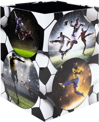 HERMA 19739 Papierkorb mit Fussball Motiv, 15 Liter, faltbar, stabile Pappe, schmaler