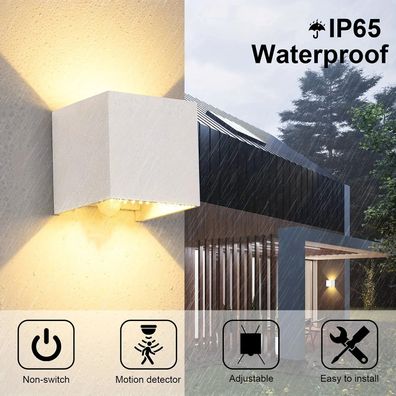 4-pack of outdoor lights with motion sensor, black, 12W LED wall light for indoor/out