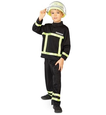 narrenwelt Kostüm Fireman Feuerwehr Anzug Feuerwehrmann schwarz 98-128
