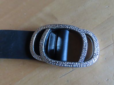 Gürtel schwarz ca. 90cm Plastikschnalle silberfarben Ziergürtel