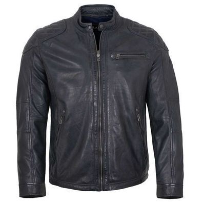 Jilani Collection - Herren Lederjacke Lammnappa indigo