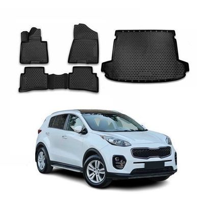 Fußmatten & Kofferraumwanne Set für Kia Sportage 2015-2021 Gummi TPE Schwarz 5x