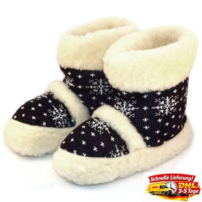 Herren Hausschuhe Männer Damen Winter Lammfell Wolle Hüttenschuhe Warme Schuhe