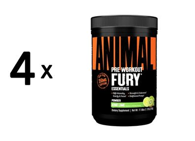 4 x Universal Nutrition Animal Fury (30 serv) Kiwi Lime