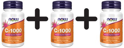 3 x NOW Foods C-1000 - 30 vcaps