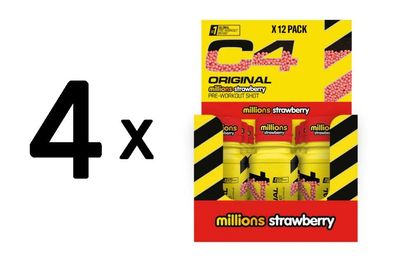 4 x Cellucor C4 Original Pre-Workout Shot, Millions Strawberry - 12 x 60 ml