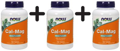 3 x NOW Foods Cal-Mag with B-Complex and Vitamin C - 100 tablets