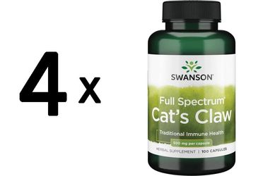4 x Swanson Cat's Claw, 500mg - 100 caps