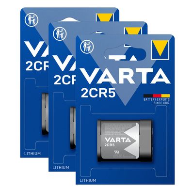 3x Varta 2CR5 2CR5M 2CR-5MEP 6203 Lithium Power Photo Batterie 6V im Blister