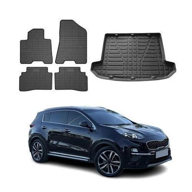 Fußmatten & Kofferraumwanne Set für Kia Sportage 2018-2025 Gummi TPE Schwarz 5x