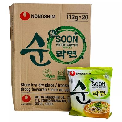 20er-Pack Nongshim Instantnudeln Soon Veggie Ramyun 112g