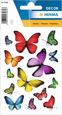 HERMA 3084 Aufkleber Schmetterlinge Bunt klein groß, 42 Stück, Schmetterling Sticker
