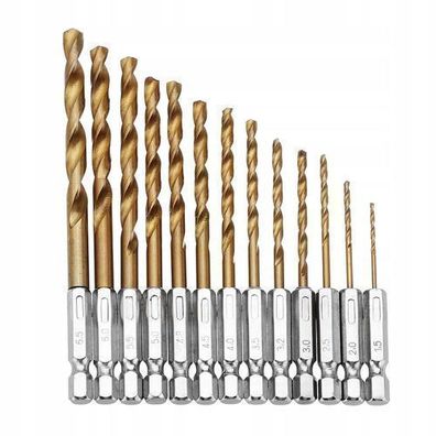 Rosfix Set Titanbohrer HSS 13-tlg – 1,5–6,5 mm | Sechskant, 130° Spitze