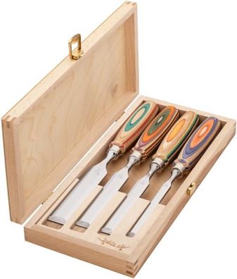 Kirschen Stechbeitelsatz W.I.N.A.C im Holzkasten 4-tlg. mit Skateboardheft 10-16-2