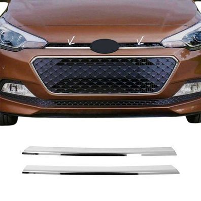 Kühlergrill Leisten Grillleisten für Hyundai i20 2015-2019 Edelstahl Silber 2tlg