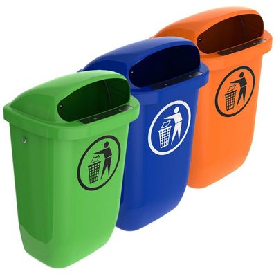 SULO Papierkorb Mülleimer mit Zubehör 50 Liter orange grün blau Kunststoff