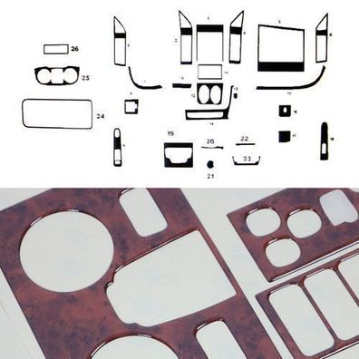 Innenraum Dekor Cockpit für Peugeot Boxer 2014-2020 Wurzelholz Optik 26tlg