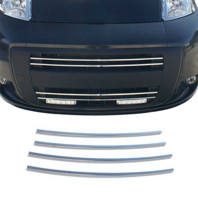 Kühlergrill Leisten Grillleisten für Peugeot Bipper 2008-2024 Chrom Silber 4x