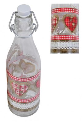 Drahtbügelflasche Country Love 0,5L Bügelverschluss Saftflasche Trinkflasche