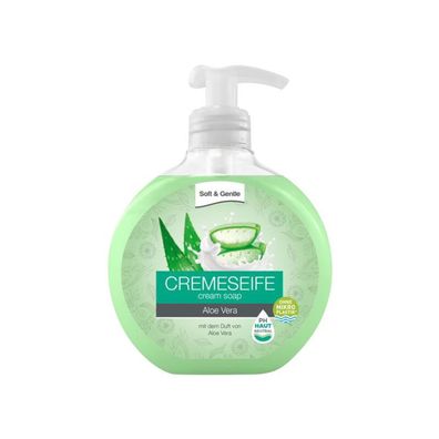 12x 500ml Soft & Gentle Cremeseife Aloe Vera Hand Hände waschen Spender 6L