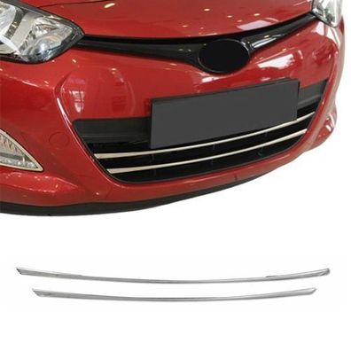 Kühlergrill Leisten Grillleisten für Hyundai i20 2012-2014 Edelstahl Silber 2tlg