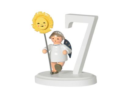 Miniaturfigur Engel mit Zahl "7" BxTxH= 8x4x7cm NEU Holzfigur Winter Weihnachten
