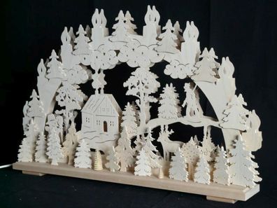 Schwibbogen mit Waldmotiv und Beleuchtung BxHxT 70x43x7cm NEU Lichterbogen
