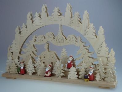 Schwibbogen mit Weihnachtsmänner und Beleuchtung BxHxT 70x45x7cm NEU