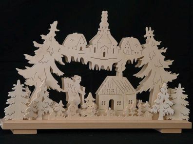 Schwibbogen mit Kirche Haus und Beleuchtung BxHxT 50x30x7cm NEU Lichterbogen