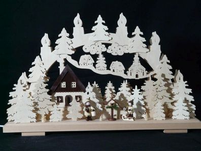 Schwibbogen mit Vogelfütterung und Beleuchtung BxHxT 50x31x7cm NEU Lich