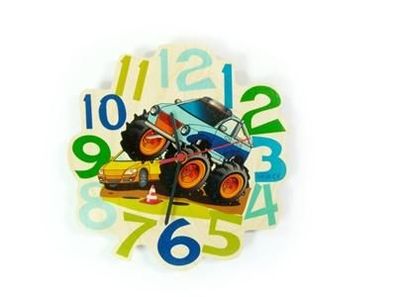 Holzdekoration Wanduhr Monstertruck BxLxH 245x40x245mm NEU Zimmeruhr Quarzuhr