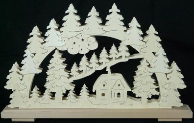 Schwibbogen mit Waldhaus und Beleuchtung BxHxT 50x31x7cm NEU Lichterbogen Fenster