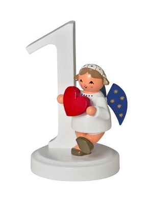 Miniaturfigur Engel mit Zahl "1" BxTxH= 4x4x7cm NEU Holzfigur Winter Weihnachten