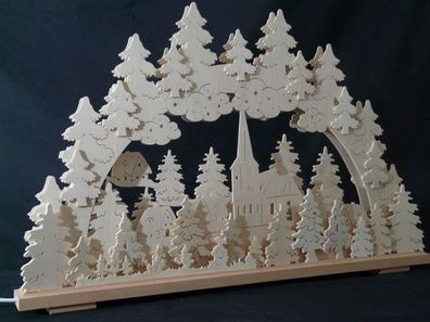 Schwibbogen mit Kirche und Beleuchtung BxHxT 70x44x7cm NEU Lichterbogen